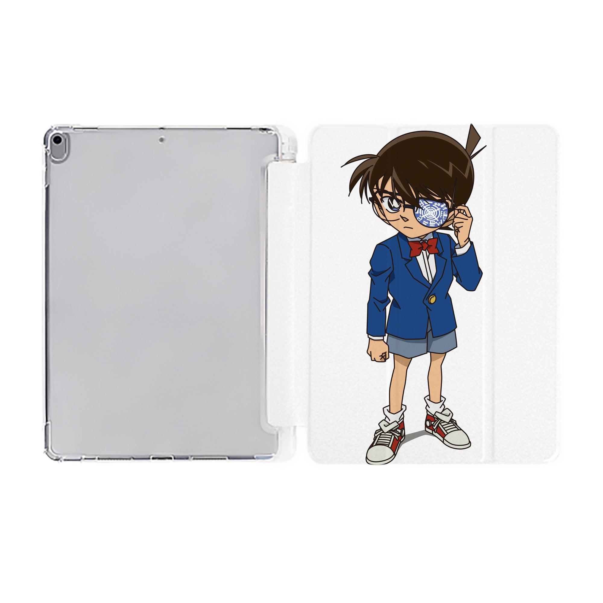 （画像用） 名探偵コナン 江戸川 コナン Detective Conan Conan Edogawa IPad ケース ペン収納付き 三つ折りスタンド PUレザー×シリコン 対応機種9.5/10.5/10.9インチ